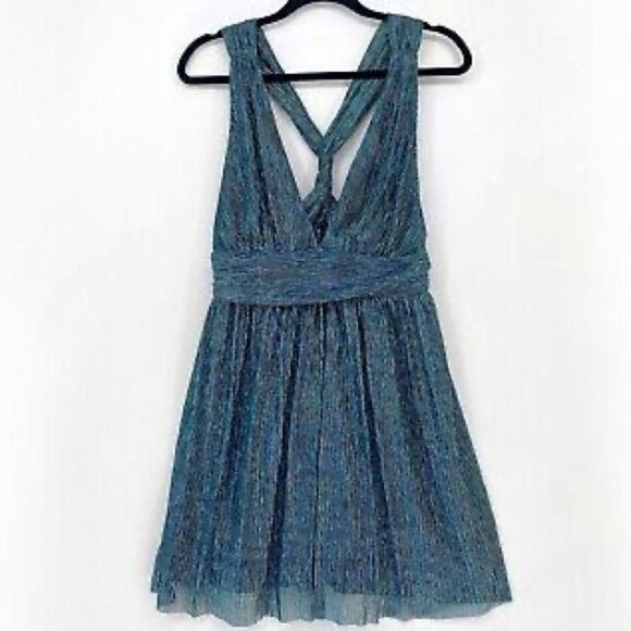 ✨ Lulus Ailey Twist Plunge Metallic Skater Dress ✨ - Picture 9 of 16